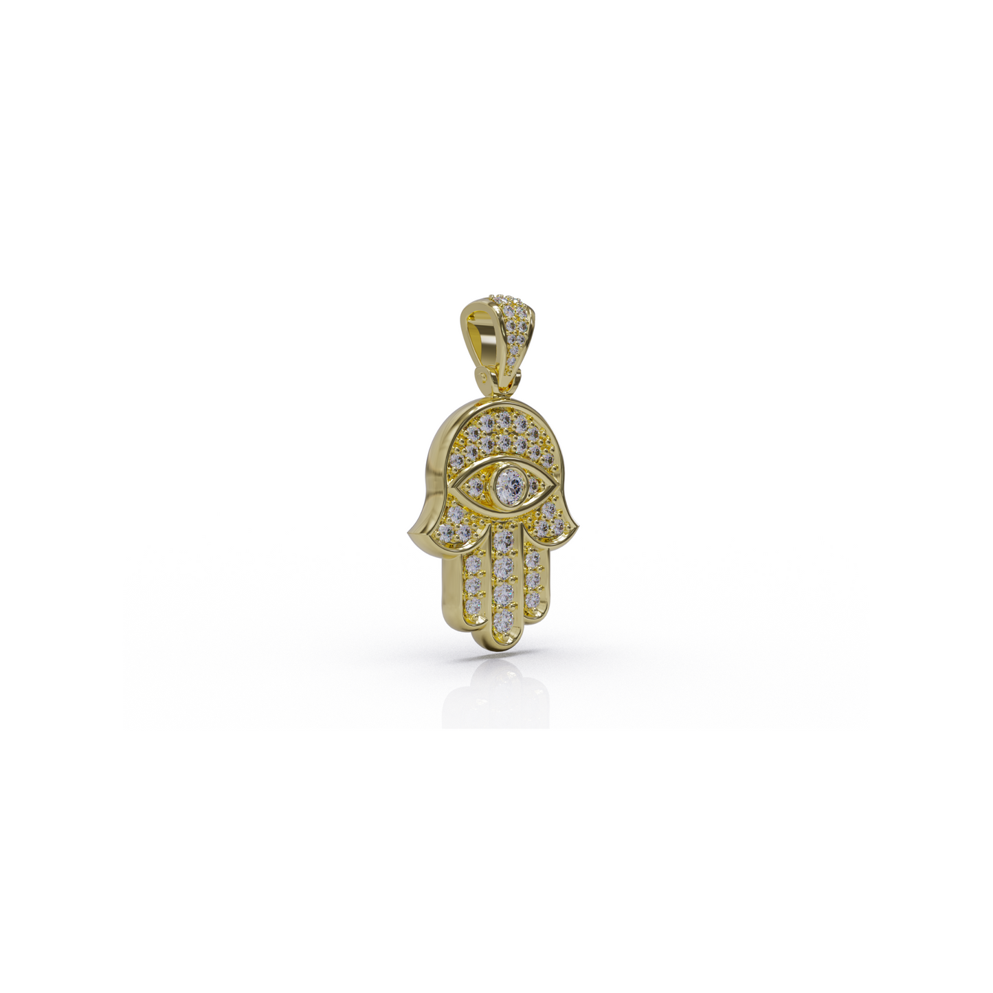 Hamsa Hand Pendant | Hamsa Pendant In Yellow Gold With Lab Diamonds