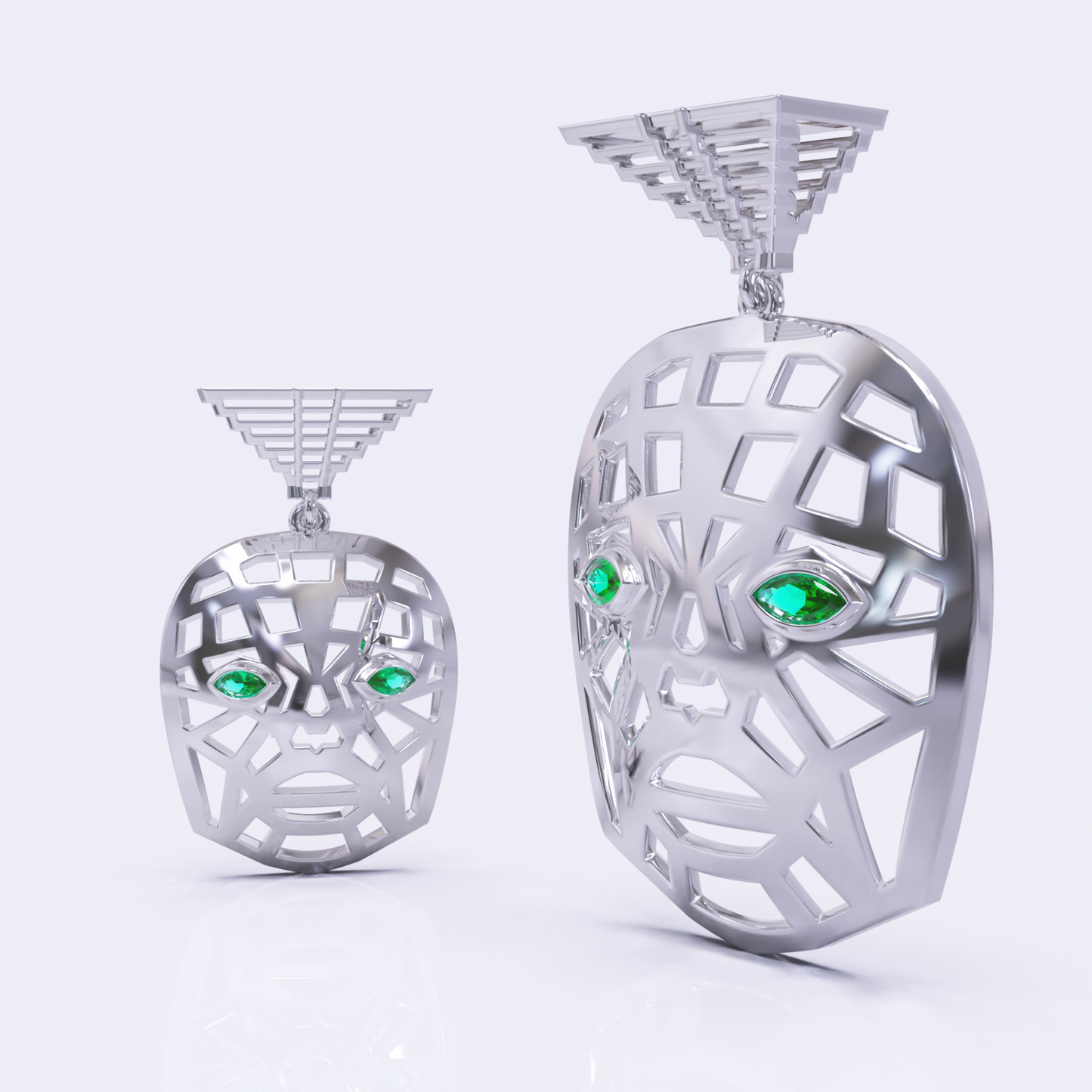 Mask Of Olmec Pendant With Natural Gemstones - By Naki Tech