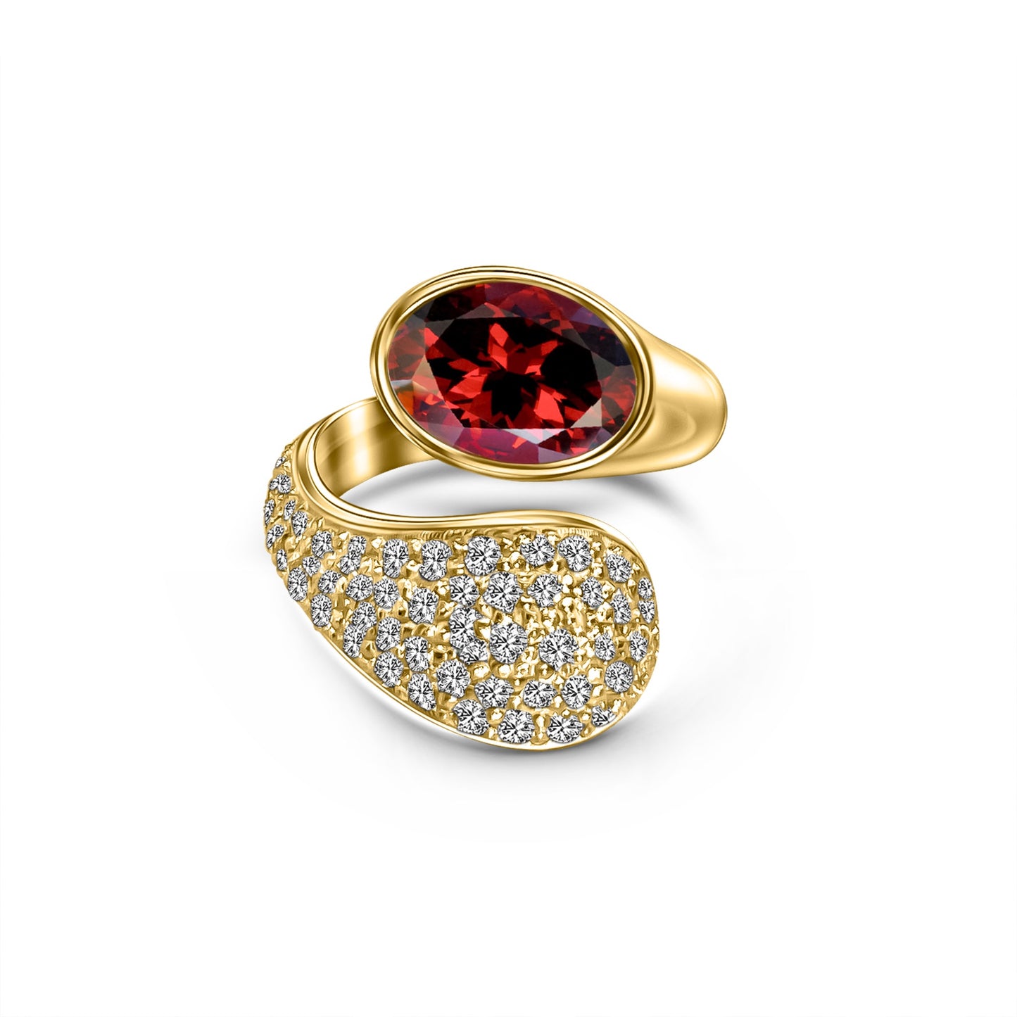 Gold Gemstone Ring | Serpent Garnet Spiritual Ring