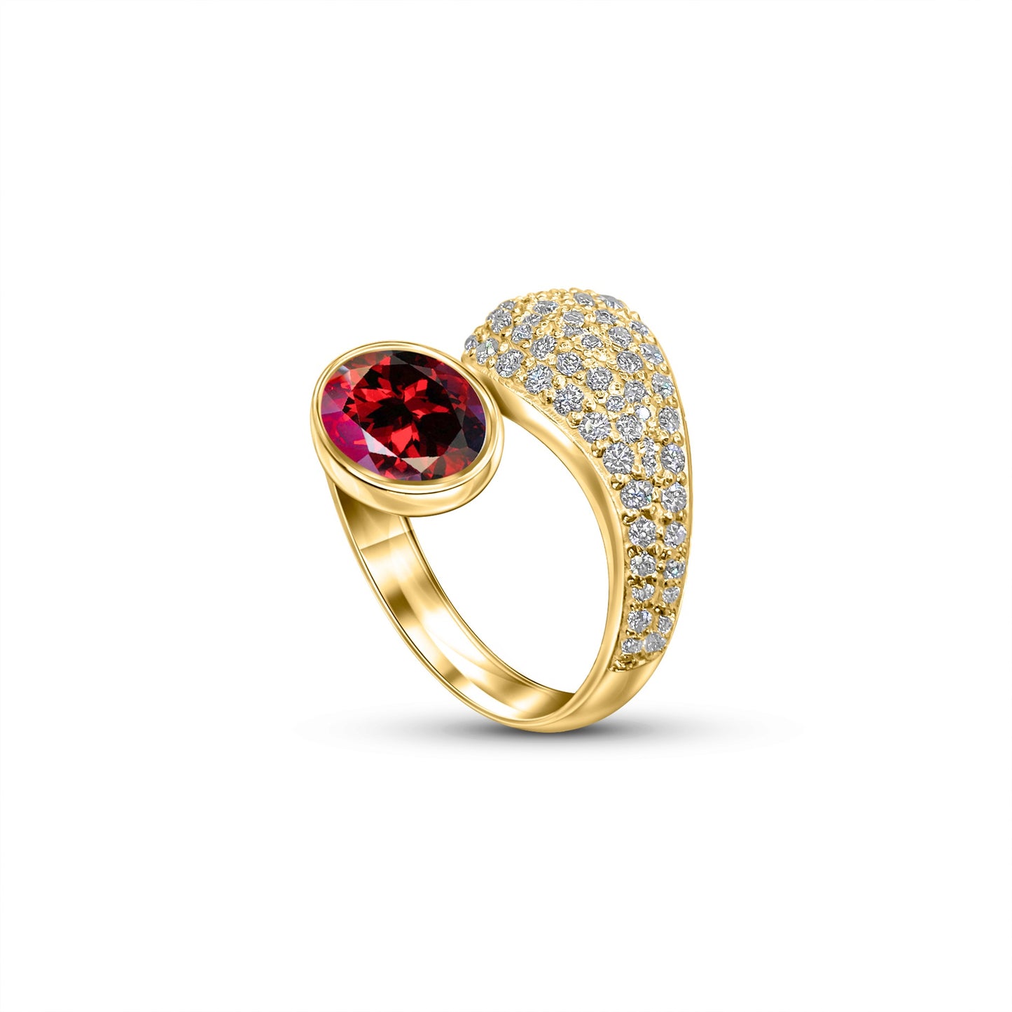 Gold Gemstone Ring | Serpent Garnet Spiritual Ring