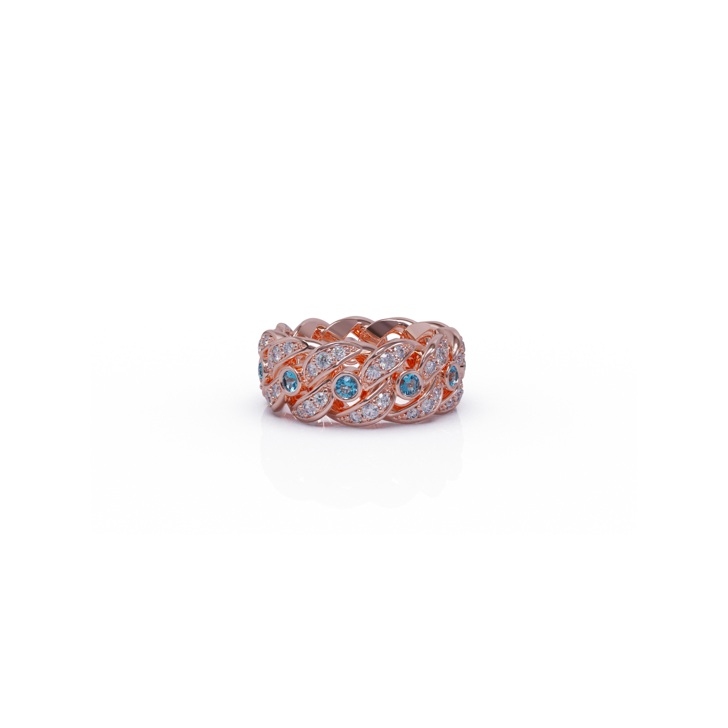 Rose Gold Rings | Naki Chakra Cuban Ring In Rose Gold With Diamonds