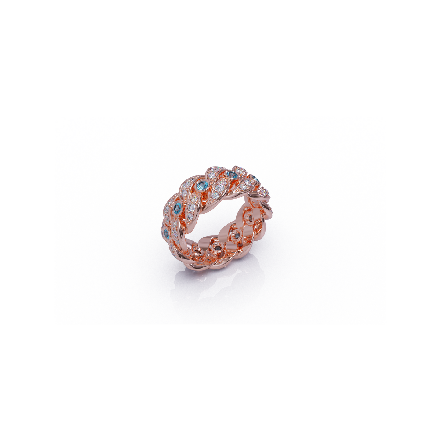 Rose Gold Rings | Naki Chakra Cuban Ring In Rose Gold With Diamonds