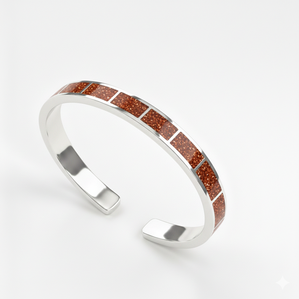 Alexi Inlay Silver Bracelet with Natural Stone Inlays | Naki Tech
