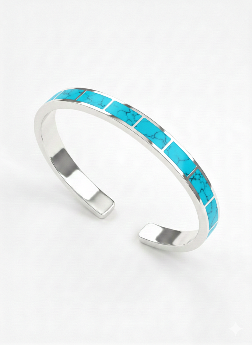 Turquoise inlay silver bracelet