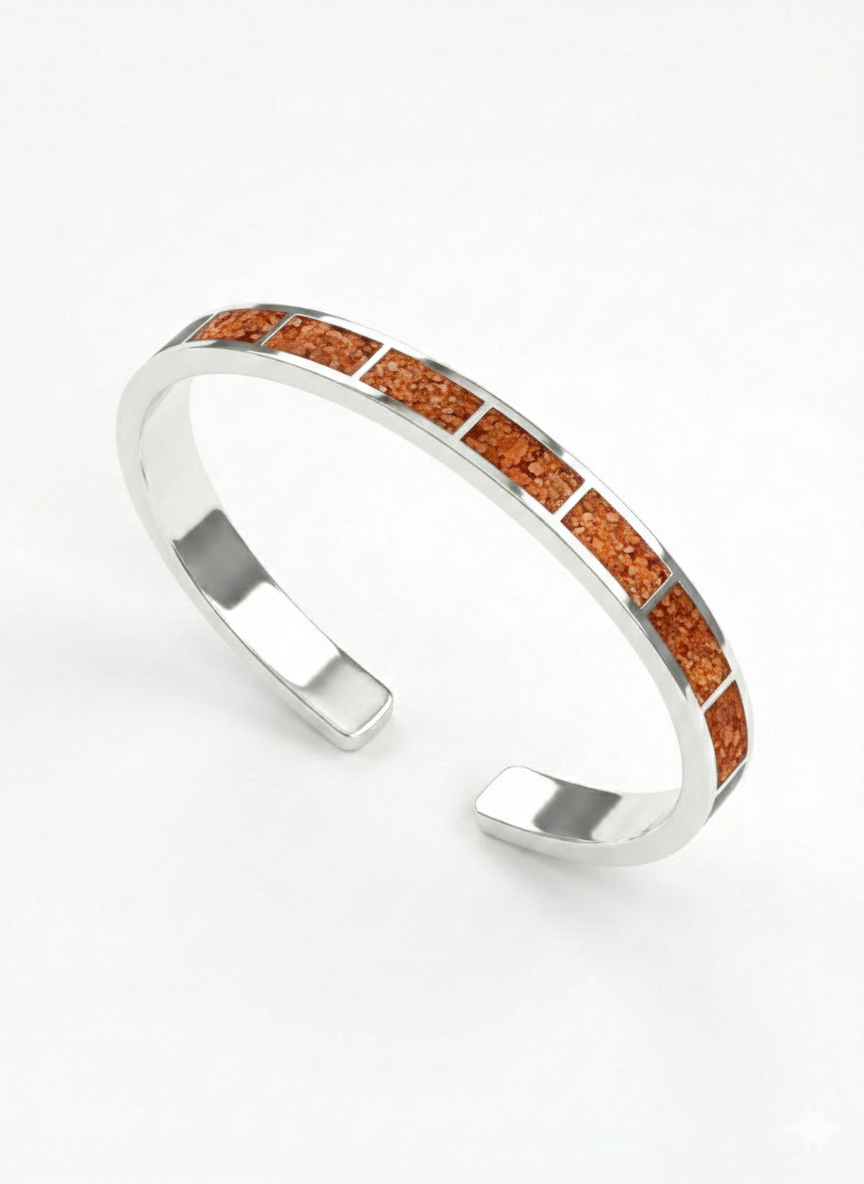 Alexi Inlay Silver Bracelet with Natural Stone Inlays | Naki Tech