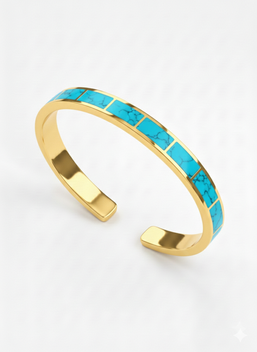 Gold bracelet with turquoise stones