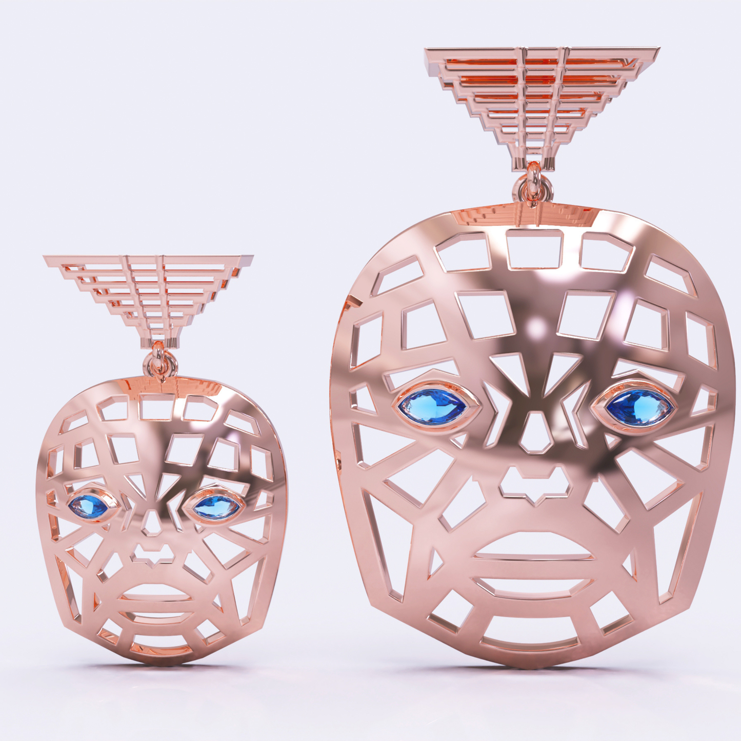 Mask Of Olmec Pendant With Natural Gemstones - By Naki Tech