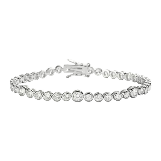 Bezel Set Moissanite Tennis Bracelet In Silver- By Naki Tech