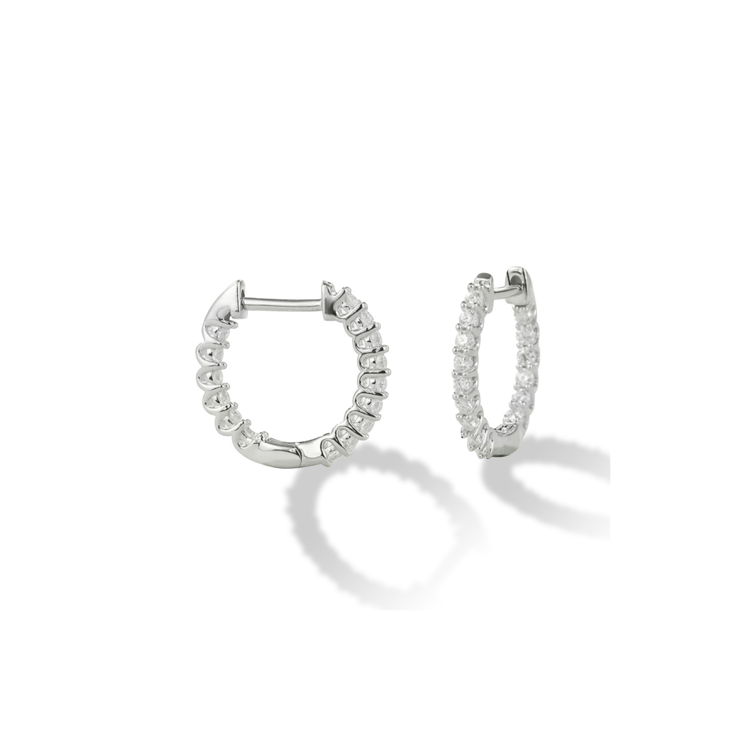 Studded Moissanite Hoop Earrings In Silver