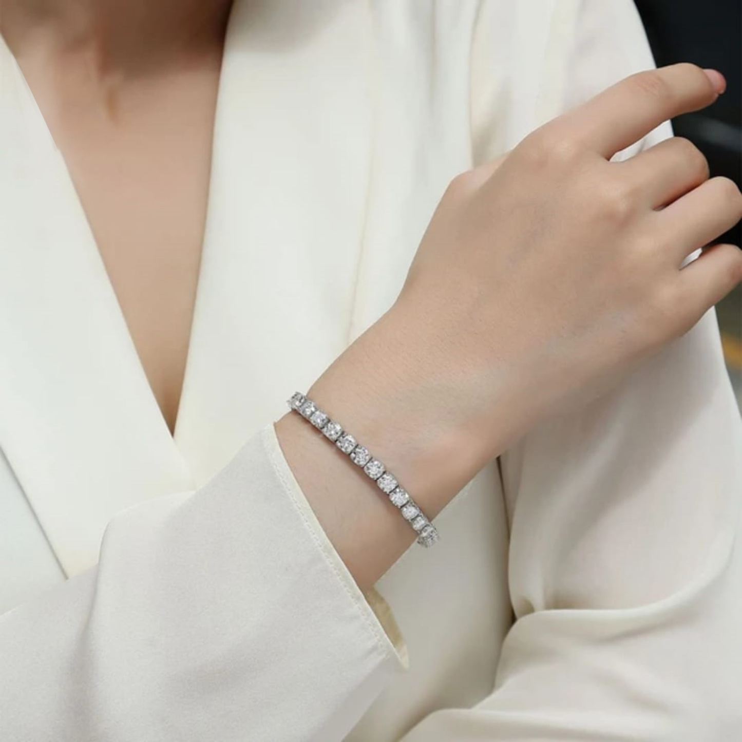 Silver Moissanite Tennis Bracelets - By Naki Tech