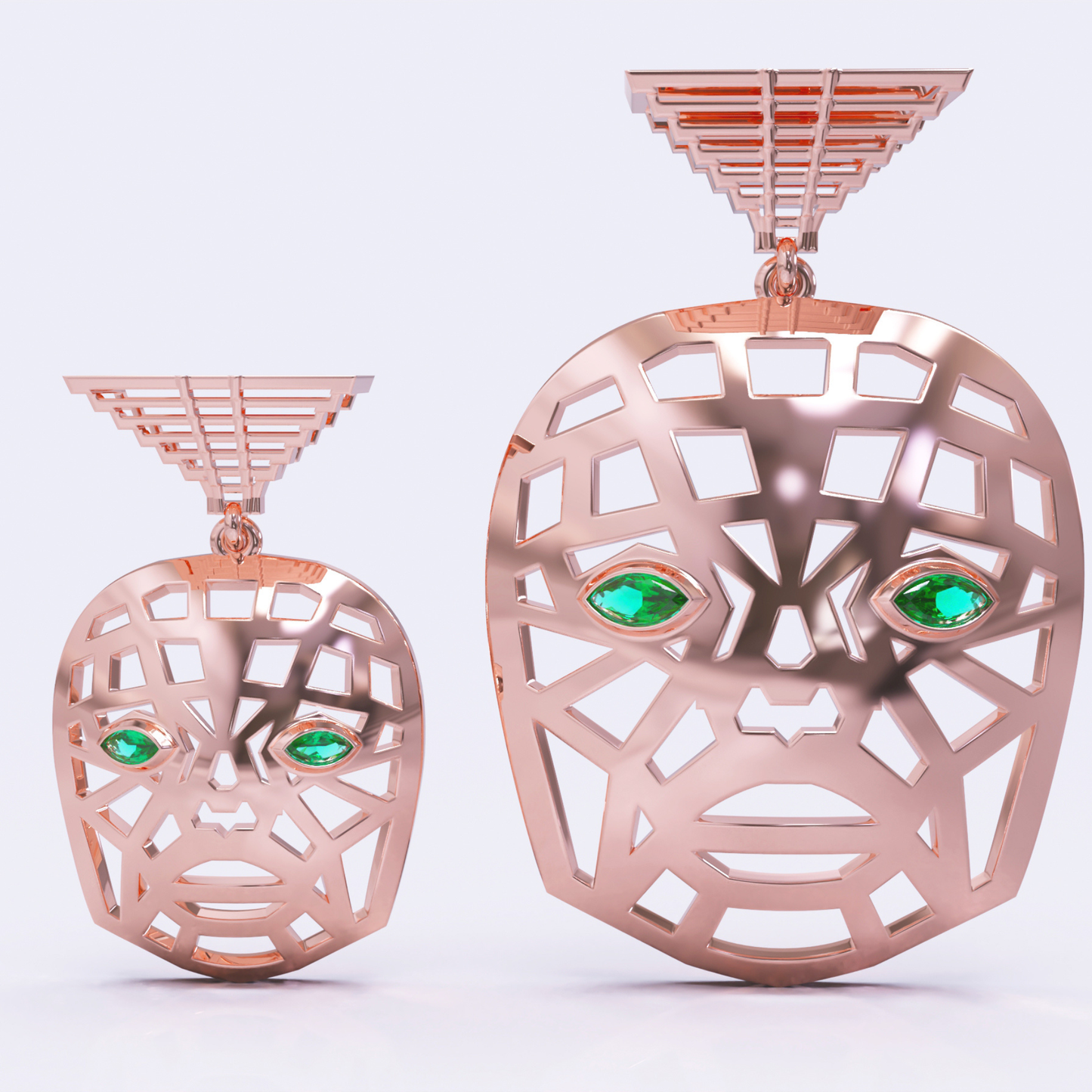 Mask Of Olmec Pendant With Natural Gemstones - By Naki Tech