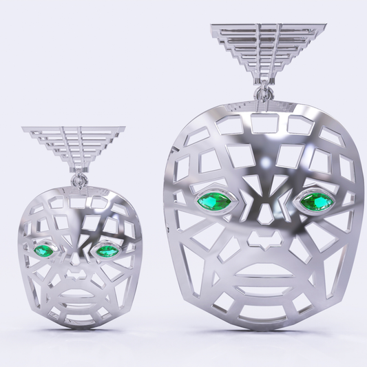 Mask Of Olmec Pendant With Natural Gemstones - By Naki Tech