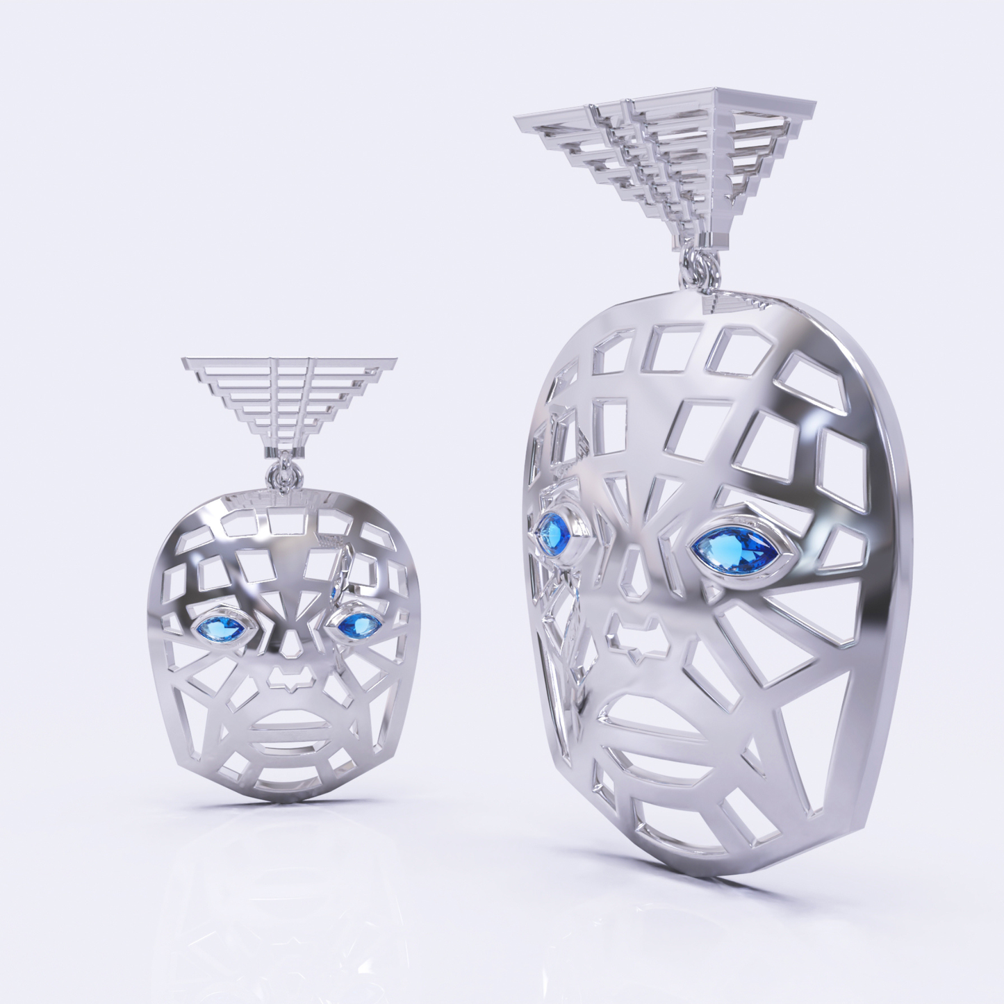 Mask Of Olmec Pendant With Natural Gemstones - By Naki Tech