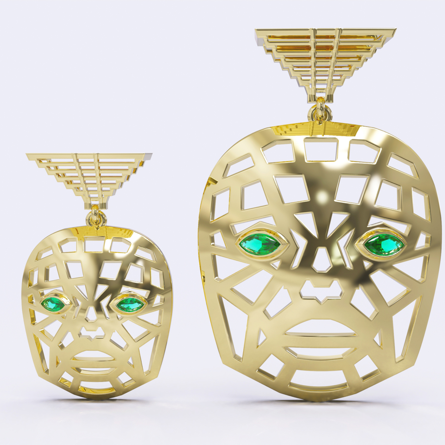 Mask Of Olmec Pendant With Natural Gemstones - By Naki Tech