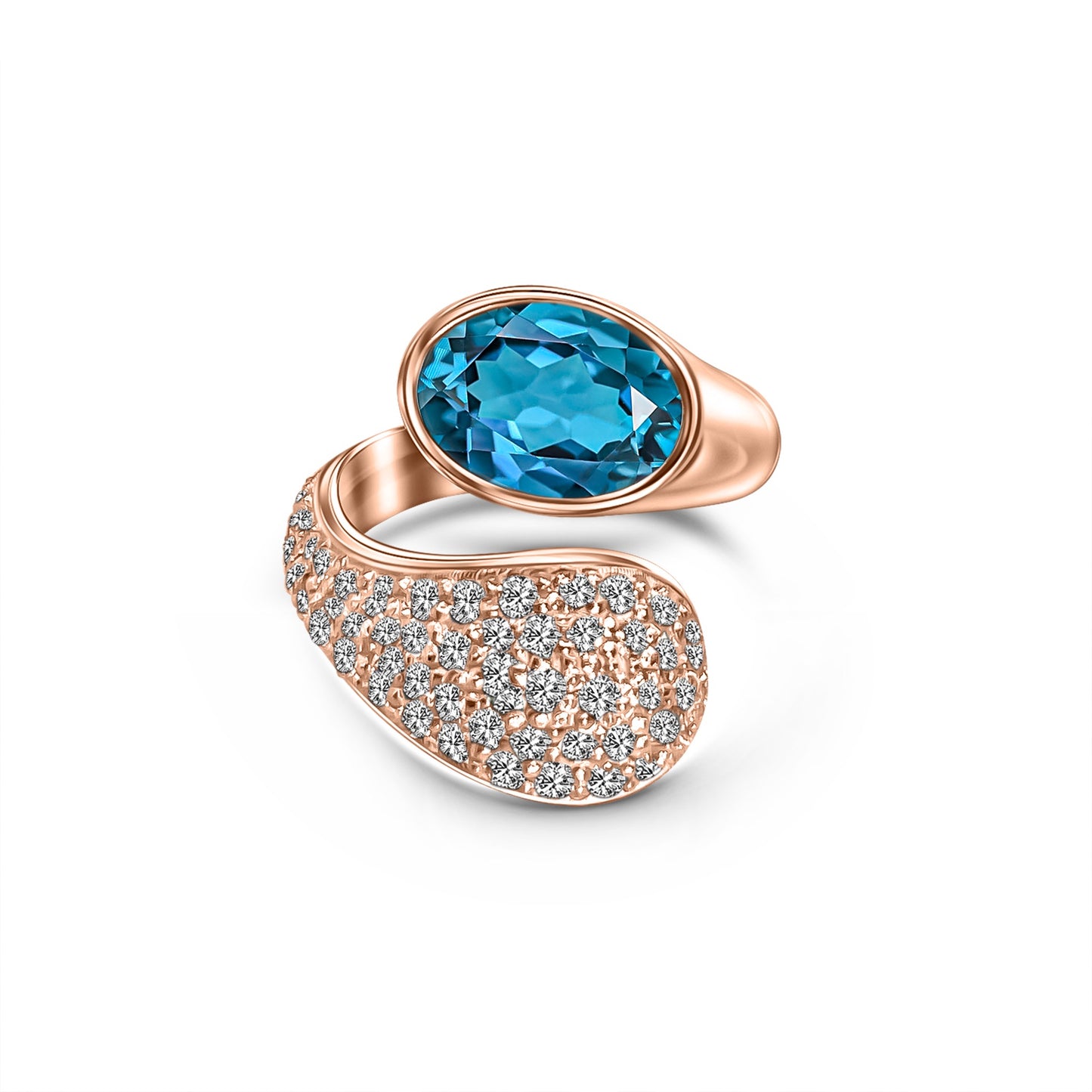 Naki Serpentina Ring In Rose Gold With Natural Blue Topaz