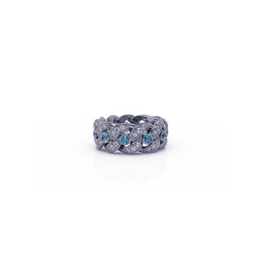 Cuban Link Ring | Naki Chakra Cuban Ring In Silver With Moissanite