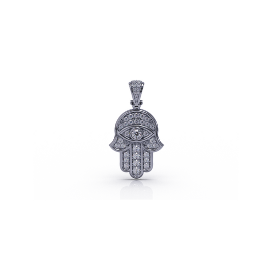 Gold Hamsa Pendant | Hamsa Pendant In White Gold With Lab Diamonds