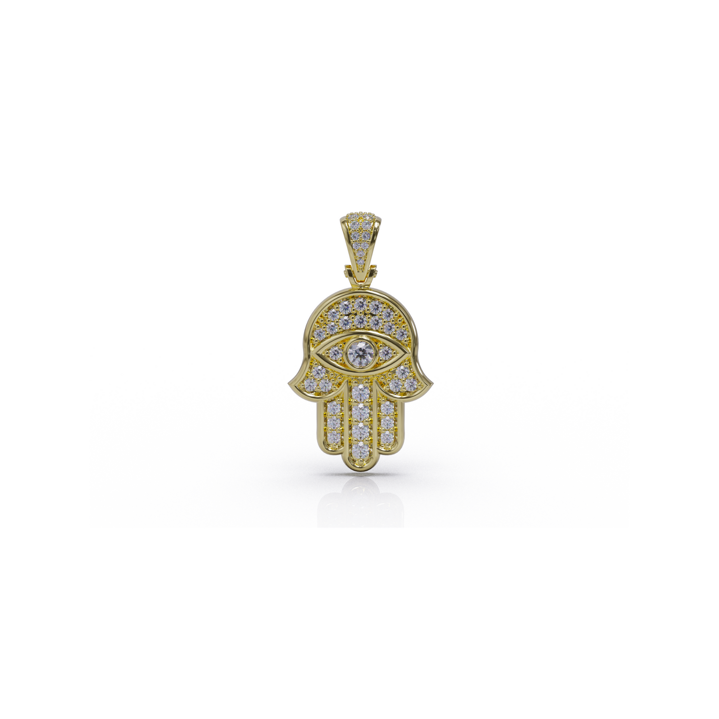 Hamsa Hand Pendant | Hamsa Pendant In Yellow Gold With Lab Diamonds