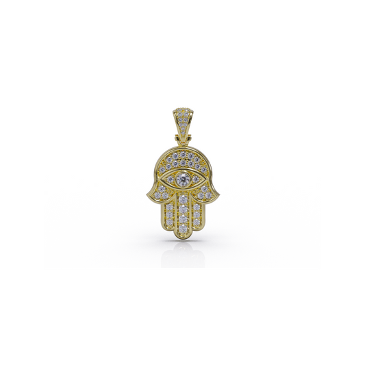 Hamsa Hand Pendant | Hamsa Pendant In Yellow Gold With Lab Diamonds