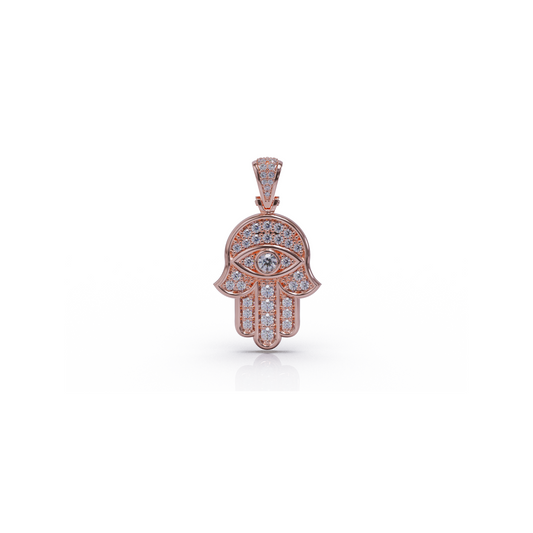 Hamsa Pendant | Small Hamsa Pendant In Rose Gold With Lab Diamonds