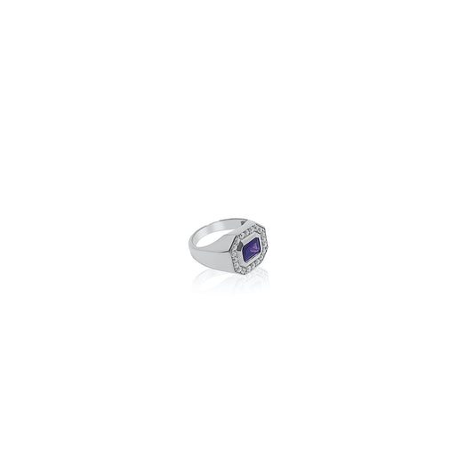 Mens Signet Ring | Signet Ring In Silver With Natural Moissanite