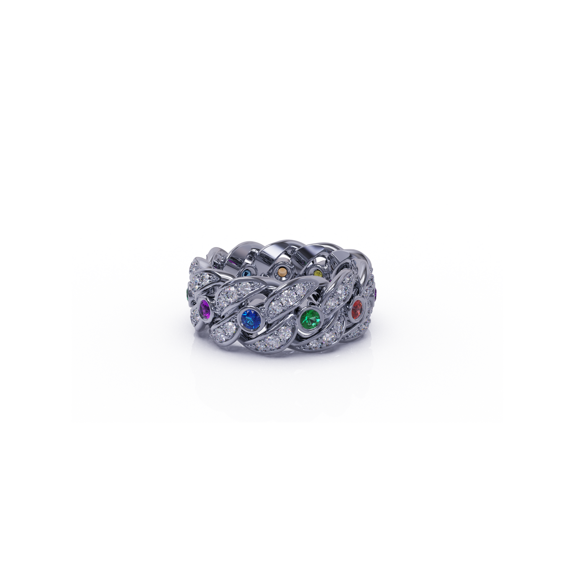 Multi Stone Ring | White Gold Ring