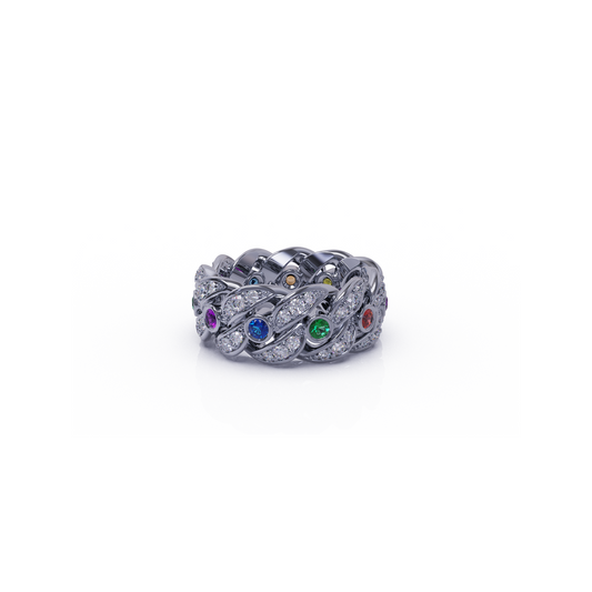 Multi Stone Ring | White Gold Ring