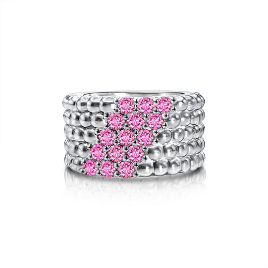 Pink Moissanite Ring | Silver Ring