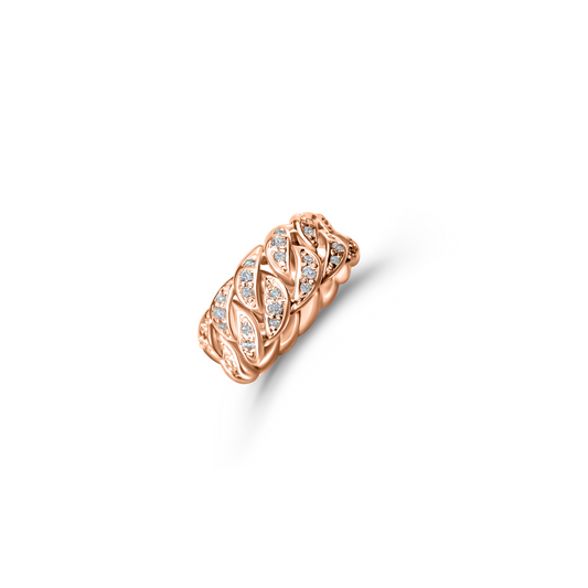 Rose Gold Ring With Diamond | Cuban Link Ring