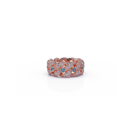 Rose Gold Rings | Naki Chakra Cuban Ring In Rose Gold With Diamonds