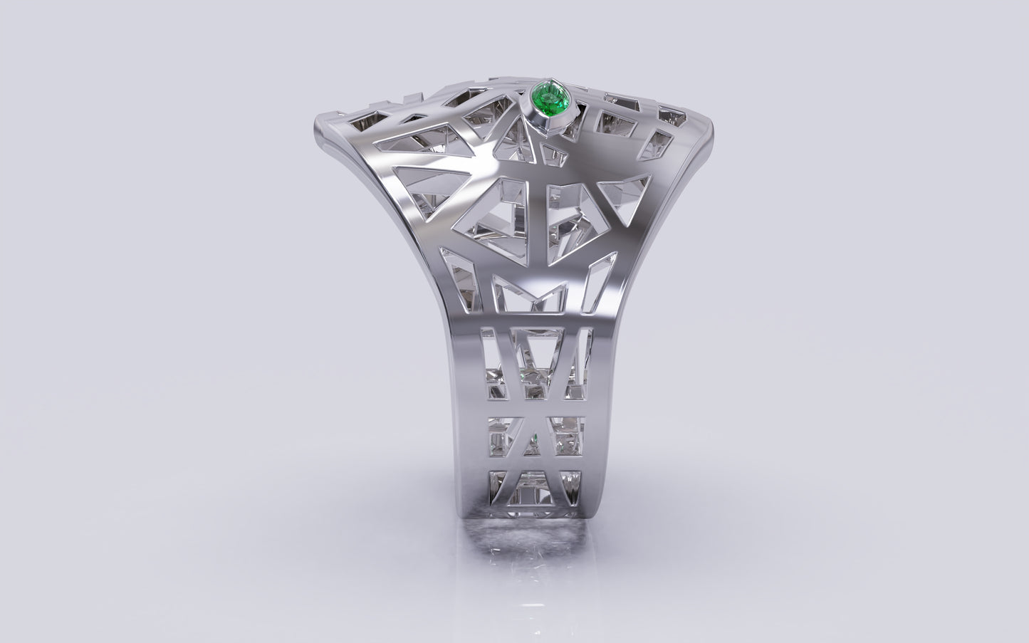 Mask Of Olmec Ring With Natural Green Garnet - By Naki Tech