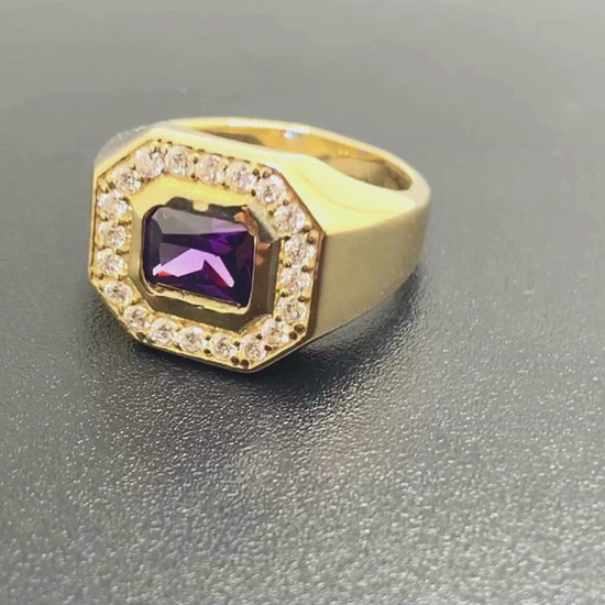 Stone Rings for Men | Emerald Signet Ring. Amethyst, Lab Diamond 